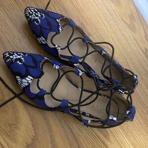 Billy Ella Blue Print Lace up flats